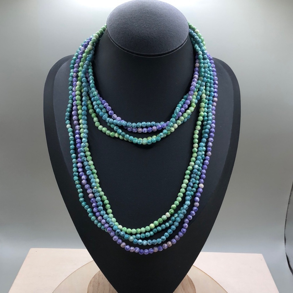Curated bundle 4 colorful infinity stone beads necklaces boho statement style.